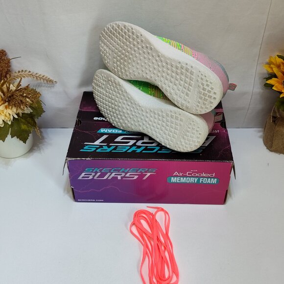 Skechers Burst High-Top Shoes Air-Cooled Memory Foam Womens 8.5 Turquoise Multi - Picture 8 of 12